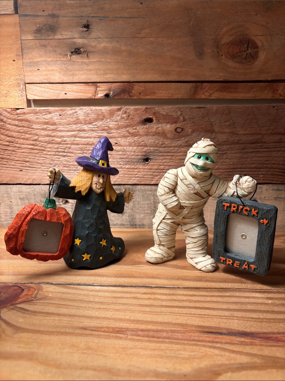 Halloween Small Mummy and Witch Decor Figures, NWOT